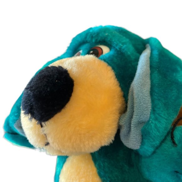 Vintage Liberty Toy Teal Blue Stuffed Dog 13" Kitsch Toy Decor Carnival Prize - Picture 5 of 10